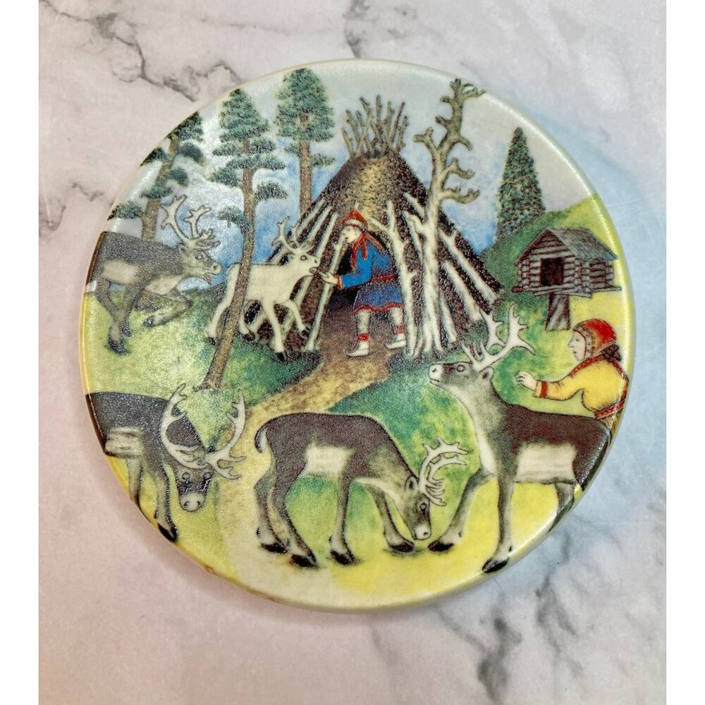 Arabia Finland 1982 Reindeer Keeper In Summer Porcelain Plate Andreas Alariesto